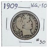 1909  Barber Half Dollar   VG+