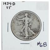 1934-D  Walking Liberty Half Dollar   VF
