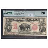 1901  $10 Legal Tender   "Bison"   PMG VF-20