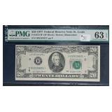 1977  $20 FRN  St. Louis H-Star  PMG Ch Unc 63 EPQ