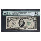 1928-A  $10 FRN  Dallas   PMG VF-30