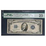 1934-B  $10 Silver Certificate   PMG VF-25