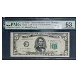 1950-E  $5 FRN  Chicago  PMG Ch Unc 63