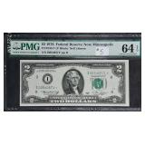 1976  $2 Federal Reserve Note  I-Star  PMG  Unc 64