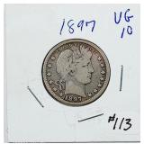 1897  Barber Quarter   VG-10