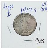 1917-S Type I Standing Liberty Quarter  XF details