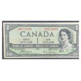1954 $1 Bank of Canada note  VG Devils Hair  holes