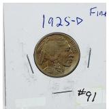 1925-D  Buffalo Nickel   F