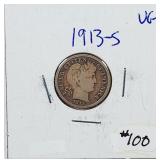 1913-S  Barber Dime   VG