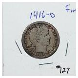 1916-D  Barber Quarter   F