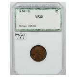 1914-D  Lincoln Cent   Hallmark  VF-20  Key date!