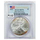 2011  $1 Silver Eagle   PCGS MS-70  rim tone