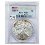 2013-W  $1 Silver Eagle   PCGS MS-70  Tone