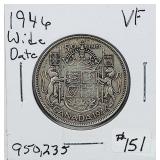 1946 wide date  Canada  50 Cents   VF