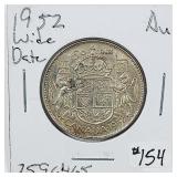 1952 wide date  Canada  50 Cents   AU