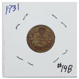 1931  Canada  10 Cents silver   VG