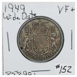 1949 wide date  Canada  50 Cents   VF+