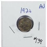 1920  Canada  5 Cents silver   AU