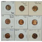 Lot of 9;  Lincoln Cents  1934-D - 1940-S  Unc-MS