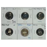 Lof 6; Washington Quarters Proof  1970-S - 77-S