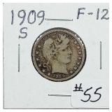 1909-S  Barber Quarter   F-12