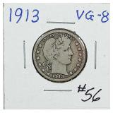 1913  Barber Quarter   VG-8