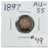 1897  Barber Dime   AU-55