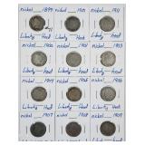 Group of 12 different  Liberty Nickels