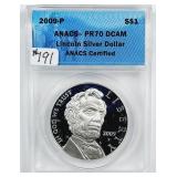 2009-P  Lincoln Silver Dollar   ANACS PR-70 DCAM