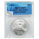 2009-P  Lincoln Silver Dollar   ANACS MS-70