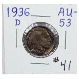 1936-D  Buffalo Nickel   AU-53