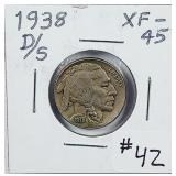 1938-D/S  Buffalo Nickel   XF-45