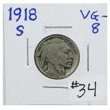 1918-S  Buffalo Nickel   VG-8