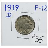 1919-D  Buffalo Nickel   F-12