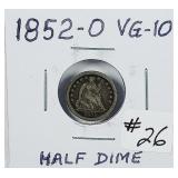 1852-O  Seated Liberty Half Dime   VG-10
