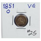 1851-O  Seated Liberty Half Dime   VG