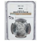 1881-S  Morgan Dollar   NGC MS-64