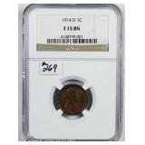 1914-D  Lincoln Cent   NGC F-15 BN  Key date!