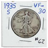 1935-S  Walking Liberty Half Dollar   VF-30