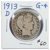 1913-D  Barber Half Dollar   G-4