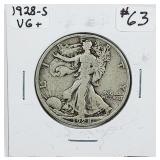 1928-S  Walking Liberty Half Dollar   VG+