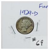 1929-D  Mercury Dime   F