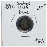 1872  Seated Liberty Half Dime   VF+