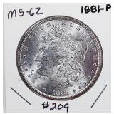 1881-P  Morgan Dollar   MS-62
