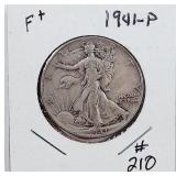 1941-P  Walking Liberty Half Dollar   F