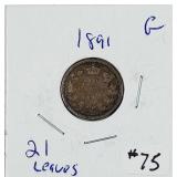 1891  21 Leaves  Canada  10 Cents   G