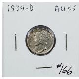 1939-D  Mercury Dime   AU-55