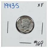 1943-S  Mercury Dime   XF
