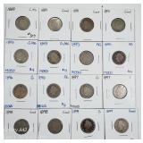 Lot of 16  Liberty Nickels  G / AG  1889-1899