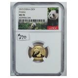 2015  China  10 Yuan Gold Panda  NGC MS-70
